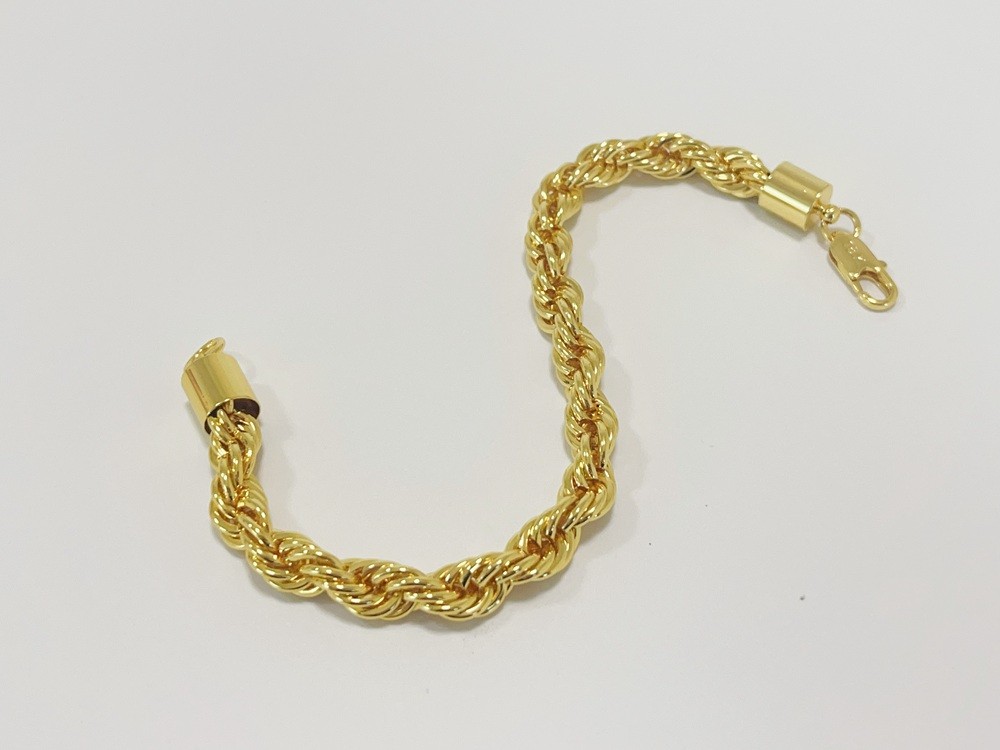 Men’s 18K Solid Yellow Gold 80s Made in Italy Vintage Bracelet, 20 cm, 7mm