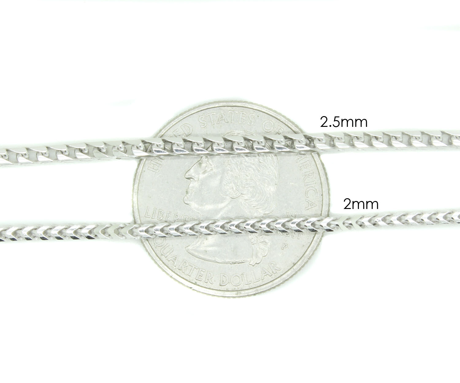 .925 Sterling Silver Franco Chain Italy Necklace Mens Link 16-30In 2mm 2.5mm