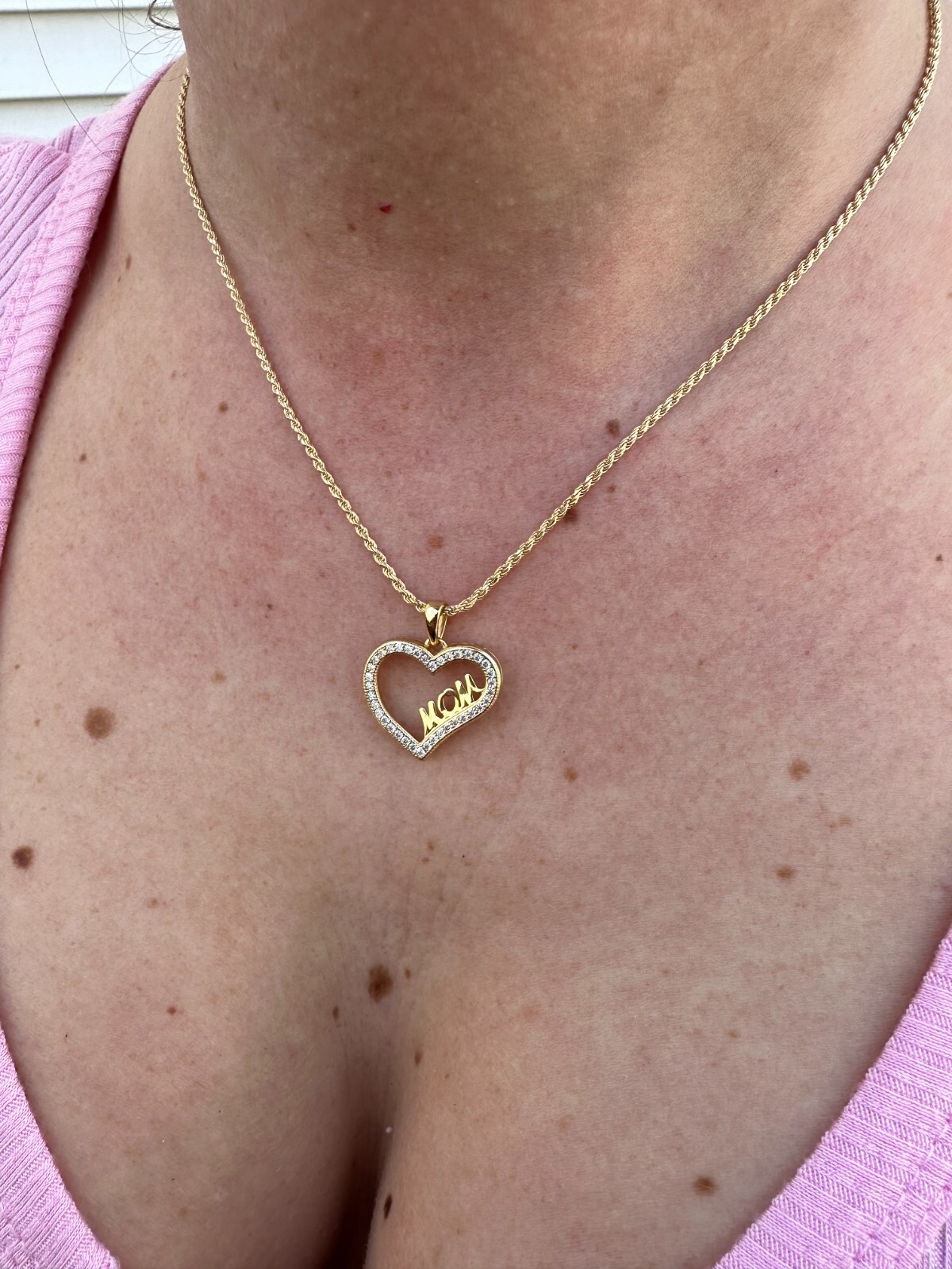 MOISSANITE 925 Silver/Gold Iced Mom Heart Shape Love Mother Day Pendant Necklace