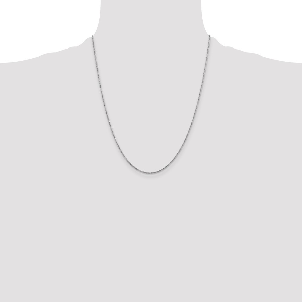 14K White Gold 1.1mm Ropa Chain Necklace with Spring Ring Clasp 22 In