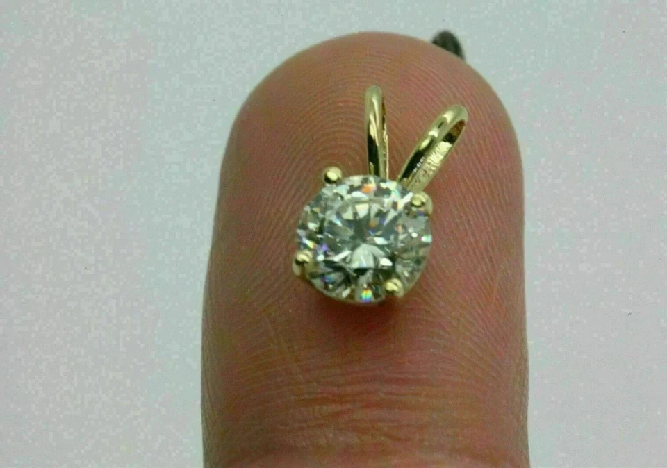 1.00Ct Round Cut Lab-Created Moissanite Pendant 14k Yellow Gold Plated