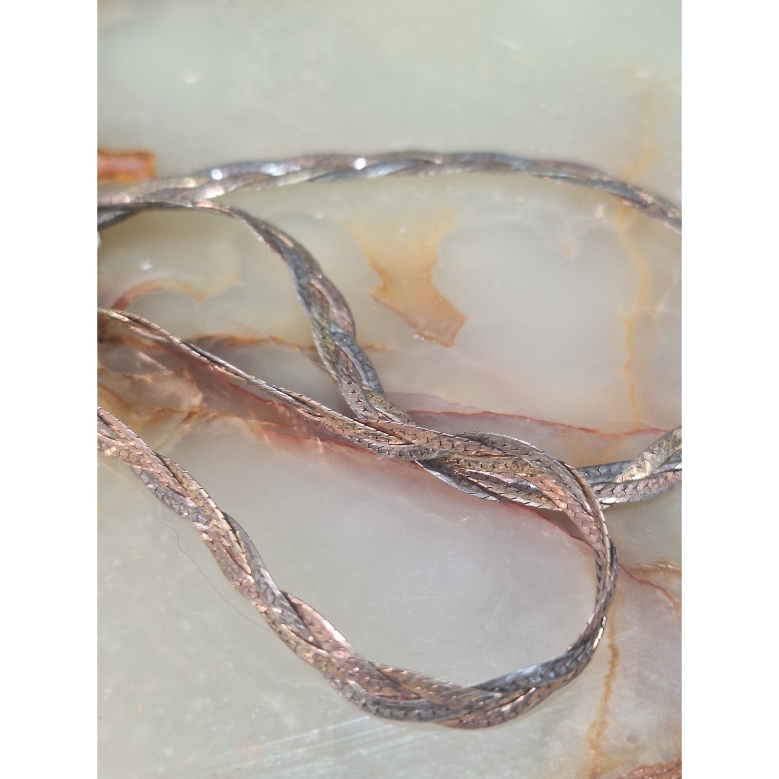 Milor Italy 925 Sterling Silver Tri Tone Braided Twist Necklace 16in- Excellent