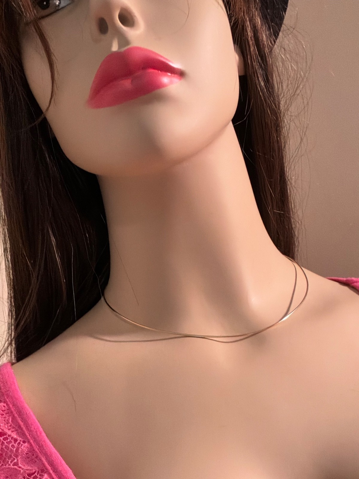 14k solid yellow,gold neck wire/omega, choker 16″ necklace lobster, claw clasp