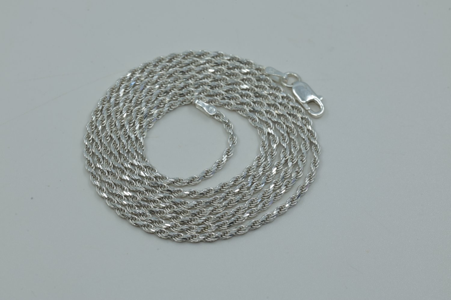 Vintage Sterling Silver Rope Chain Necklace 925 Italy 30 Inch 8.83g Diamond Cut