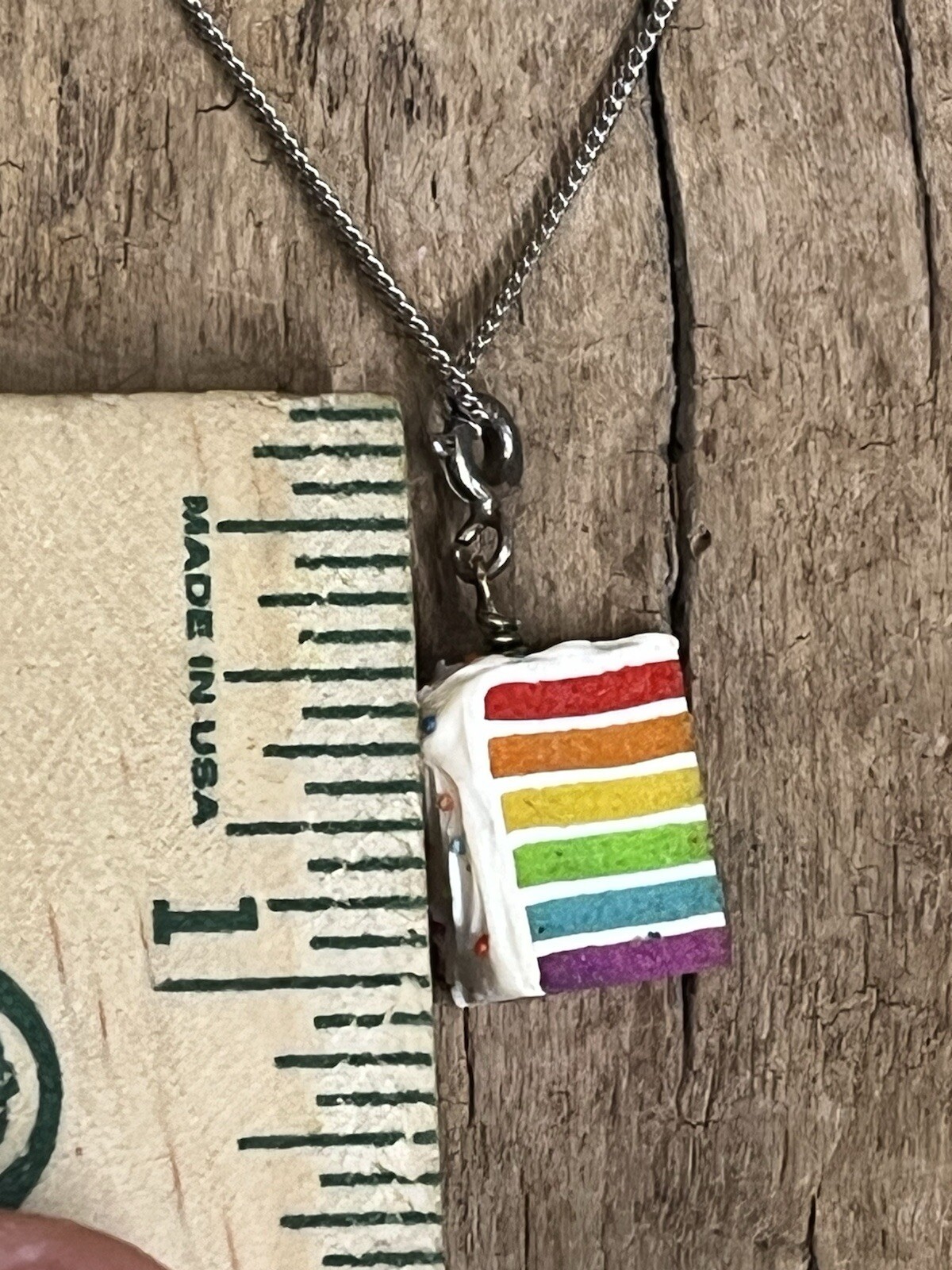 925 STERLING SILVER RAINBOW BIRTHDAY CAKE 16” NECKLACE