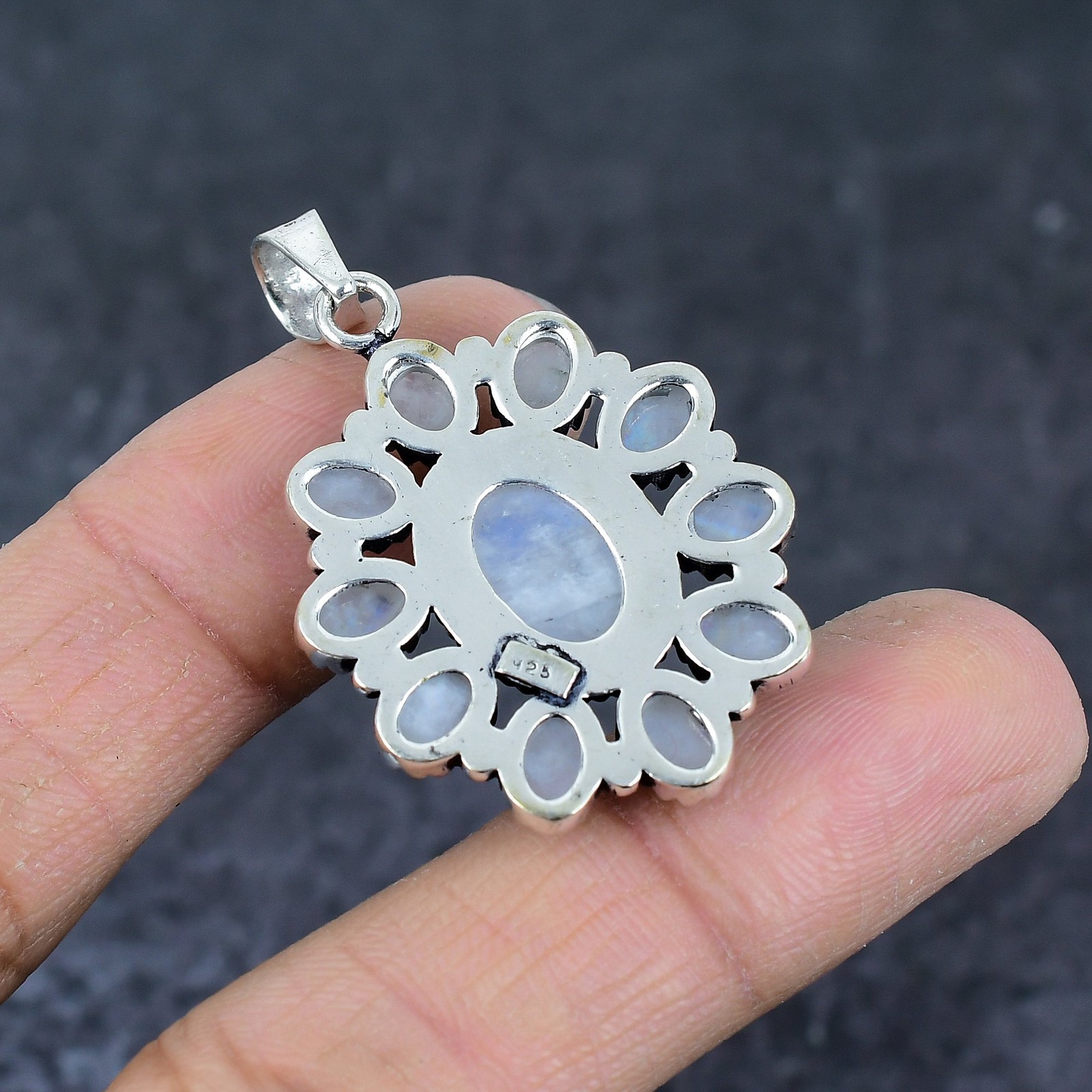 Moonstone Gemstone 925 Sterling Silver Jewelry Pendant 2.13″ Gift for Her o836