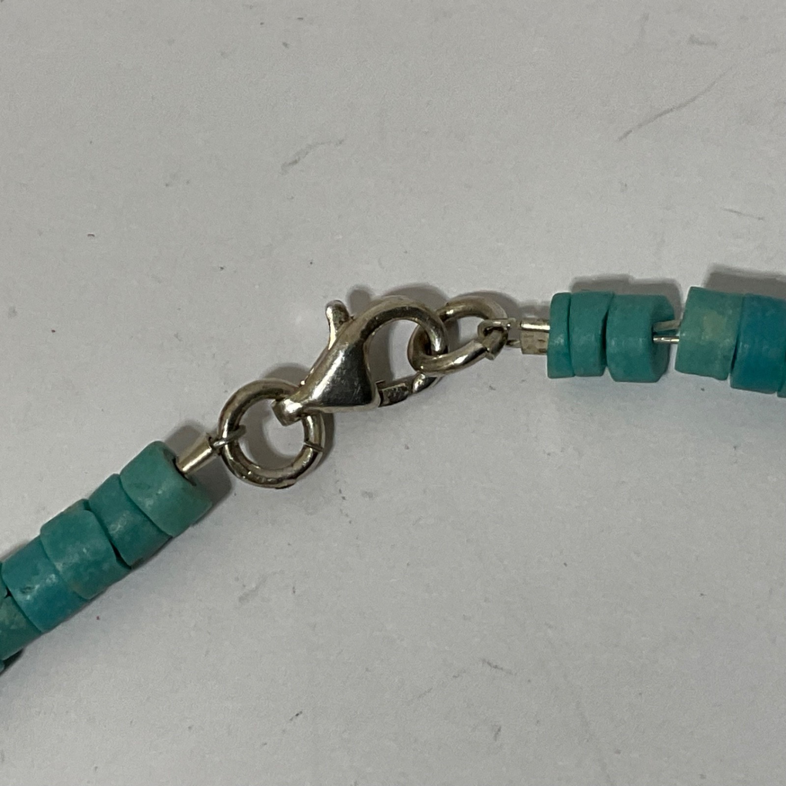 Artisan Turquoise Heishi Bead Collar Necklace Sterling Silver Gift Earrings 925