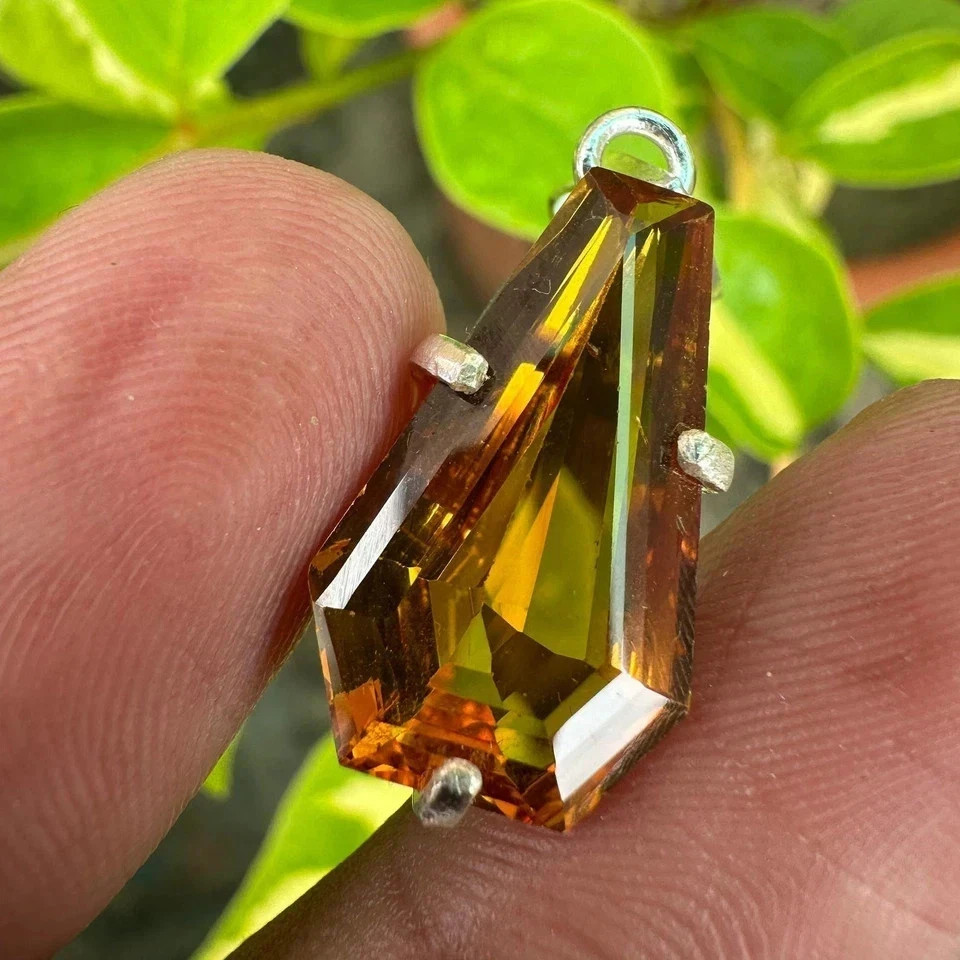 20 Ct Natural Orange Sapphire Certified Loose Gemstone 925 Solid Silver Pendant