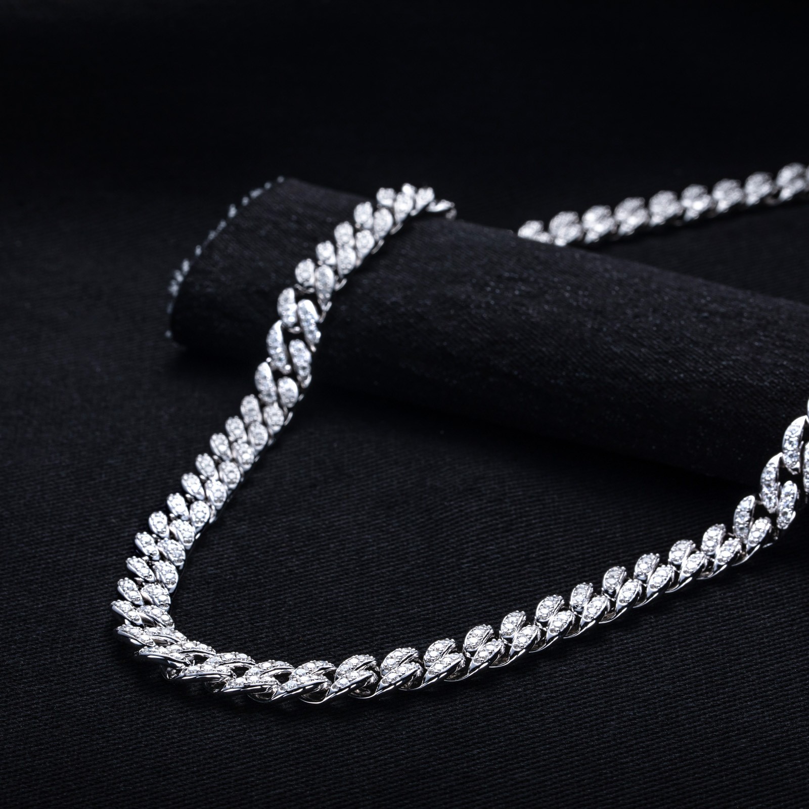 6-10mm Moissanite Miami Cuban Link Prong Chain Iced Hip Hop Necklace 925 Silver