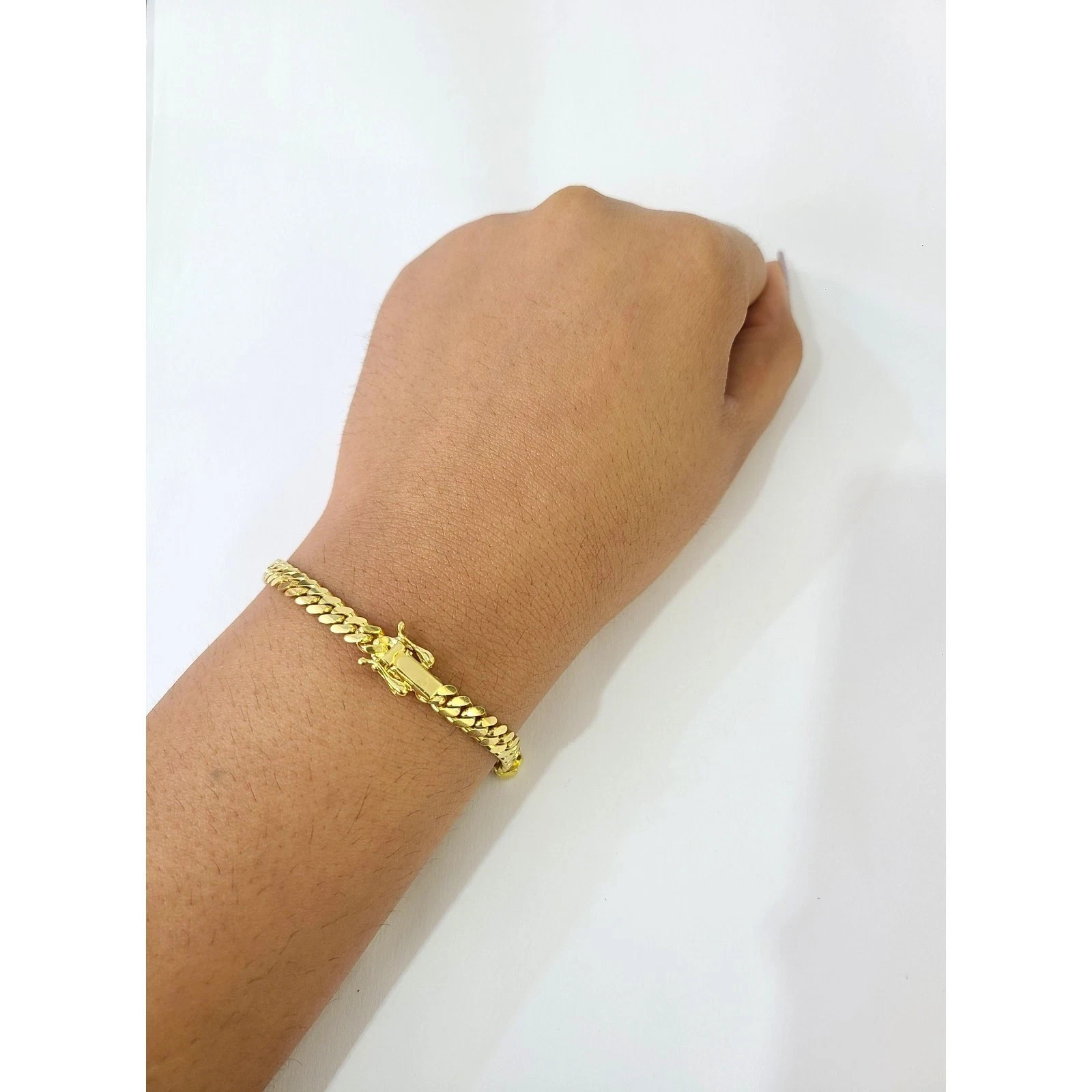 Solid 10k Yellow Gold Miami Cuban Bracelet Link 2mm 3mm 4mm 5mm 7″ Box Clasp