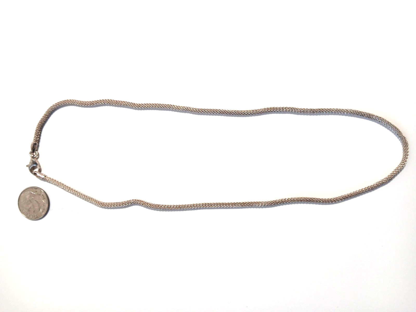 925 Italy Sterling Silver Woven Mesh Necklace Lobster Clasp 2mm 8gr 17″ Vintage