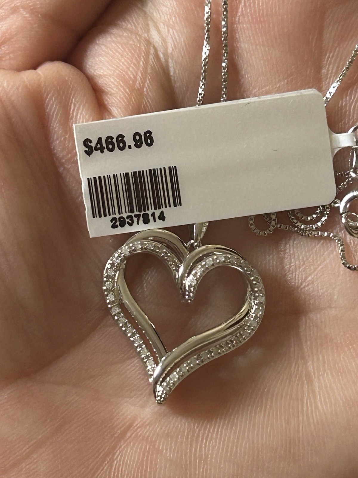 Sterling Silver Diamond Heart Pendant On An 18 Inch 925 Box Chain
