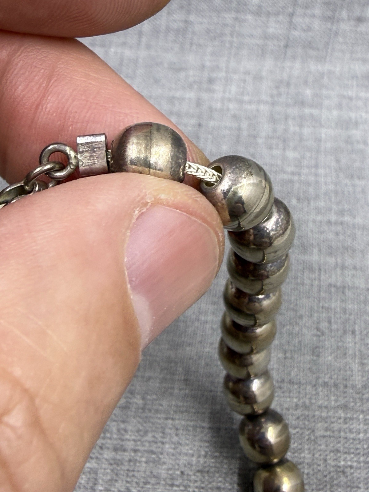 Sterling Silver .925 8mm Ball Bead Necklace 20.5″ (45 Grams)