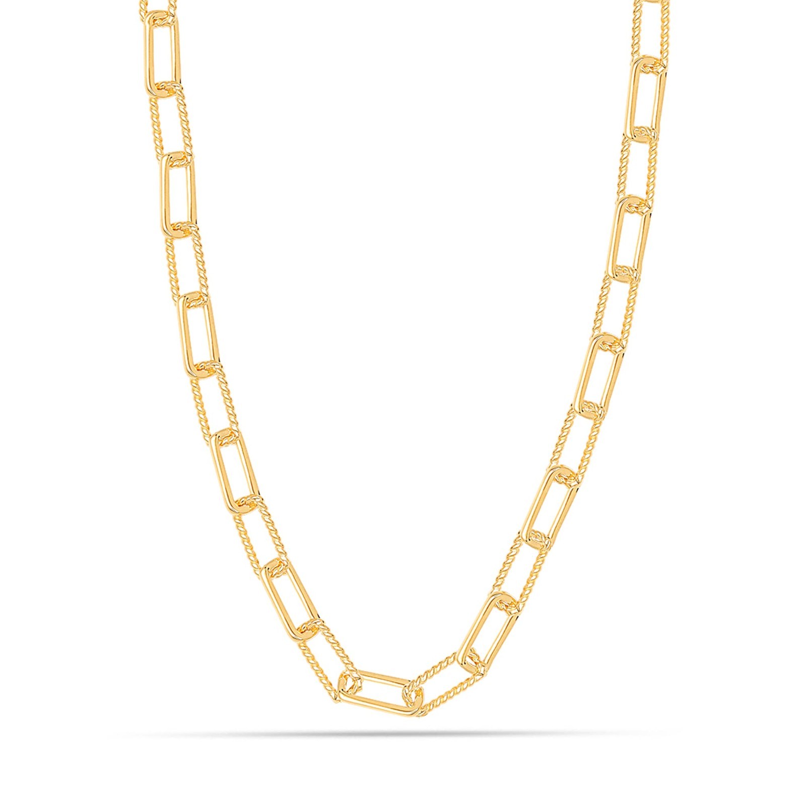 925 Sterling Silver Gold-Plated PaperClip Link Chain Necklace for Women 18 In