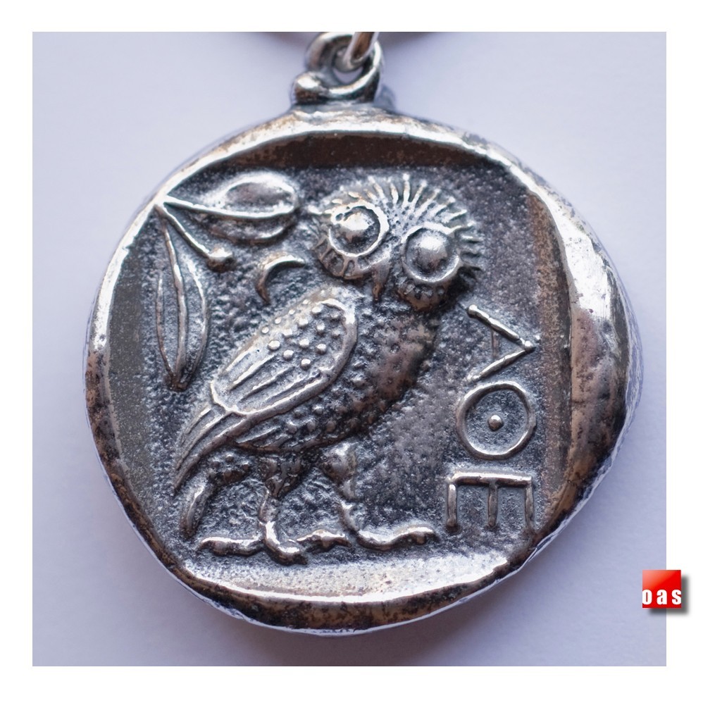 Classic Sterling Athena Owl Coin Talisman wisdom-Courage-Inspiration-Strength