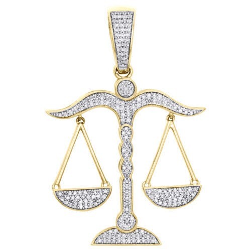 1 Ct Certified Moissanite Horoscope Libra Sign Pendant 10K Solid Yellow Gold