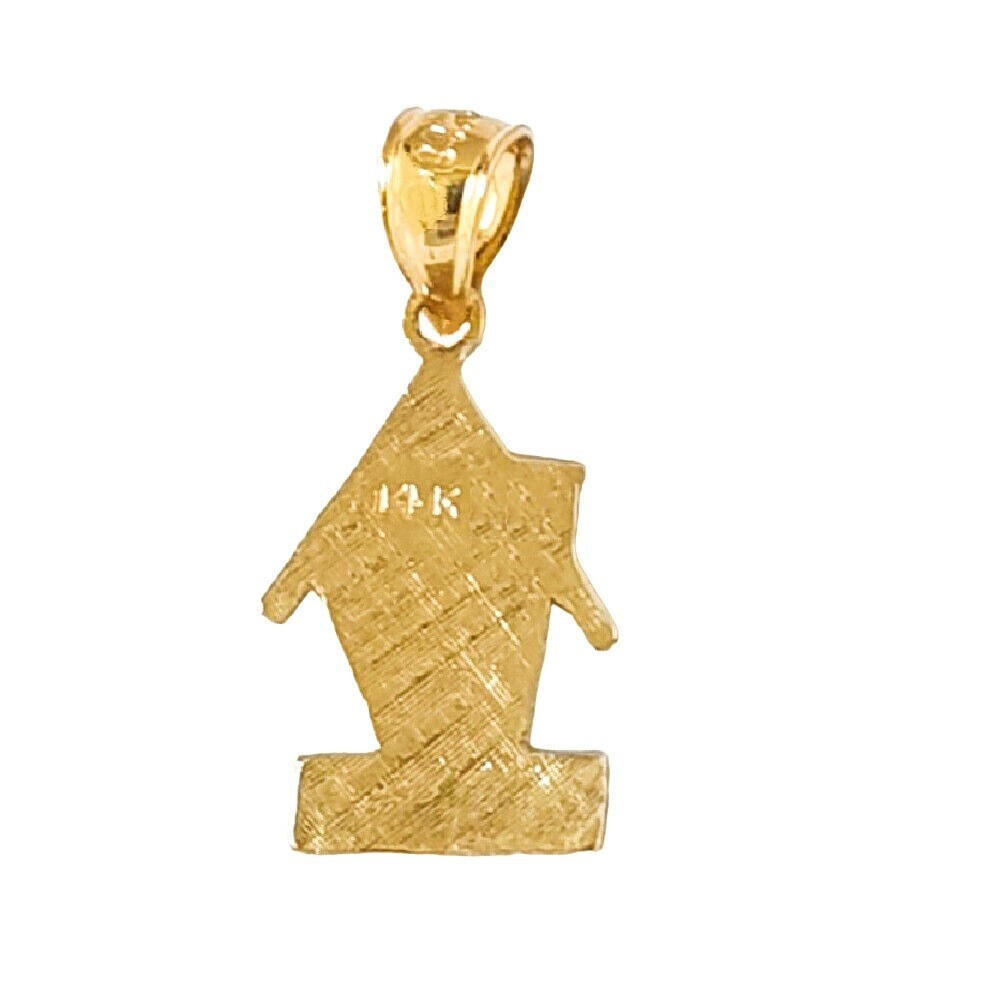 14k Yellow Gold Sold House Pendant / Charm, Made in USA