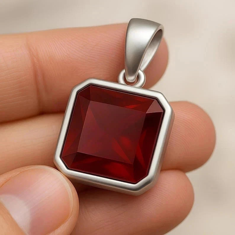 Certified 16 Ct Natural Blood Red Ruby Pendant 925 Sterling Silver Jewelry