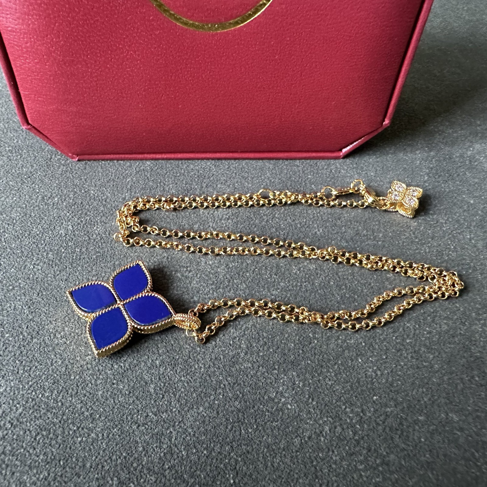 Roberto Coin Venetian Princess 18K Gold Lapis Lazuli & Diamond Flower Necklace