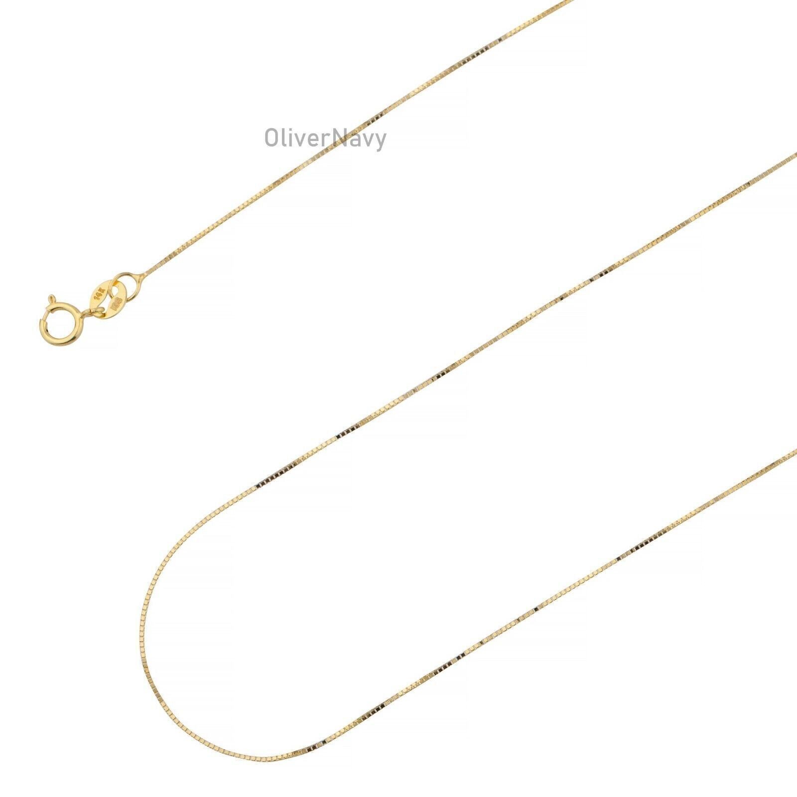 10K Solid Yellow Gold Box Chain Women 16” 18” 20” 22” 24′ 26” 30”