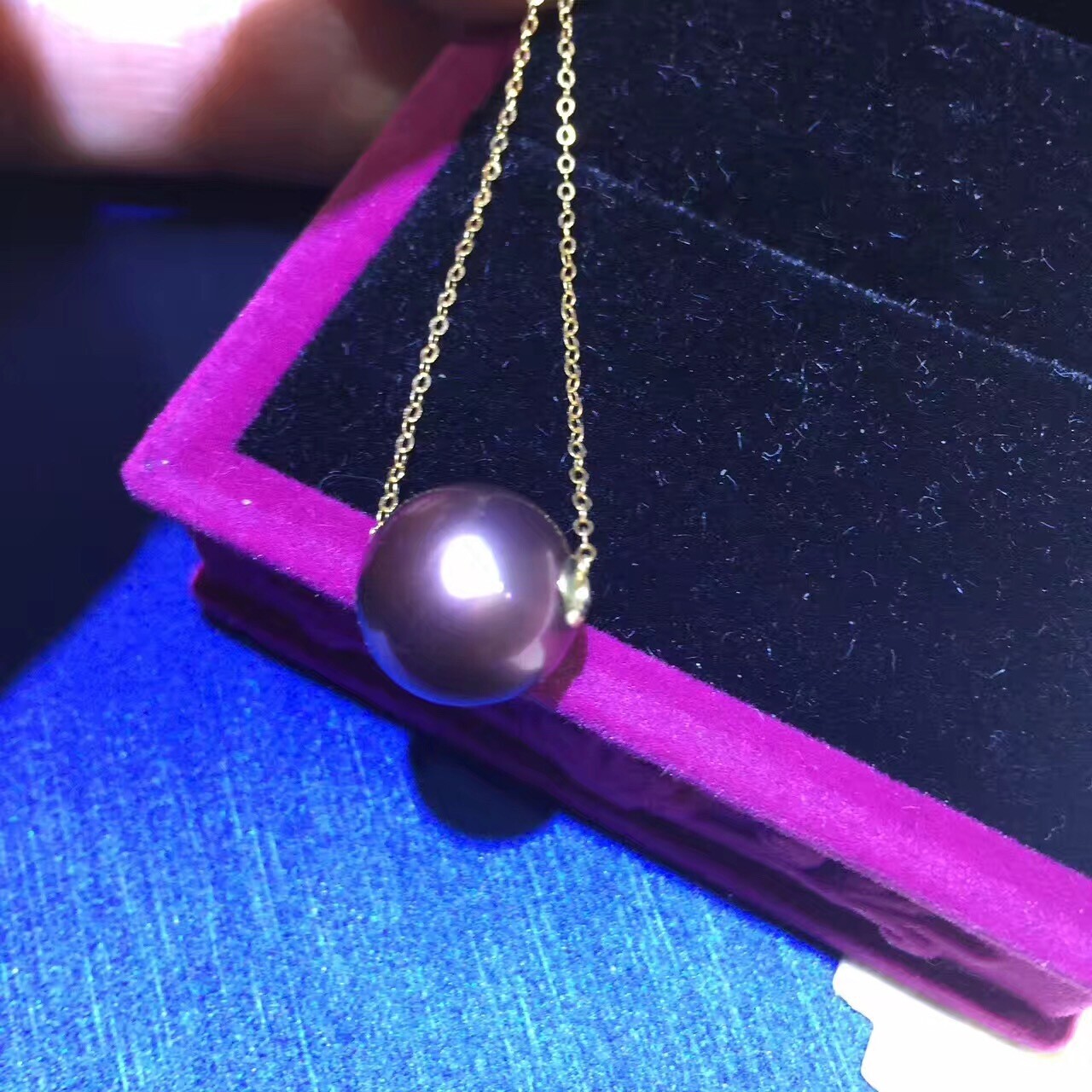 Huge 12mm genuine natural south sea purple lavender round pearl necklace pendant