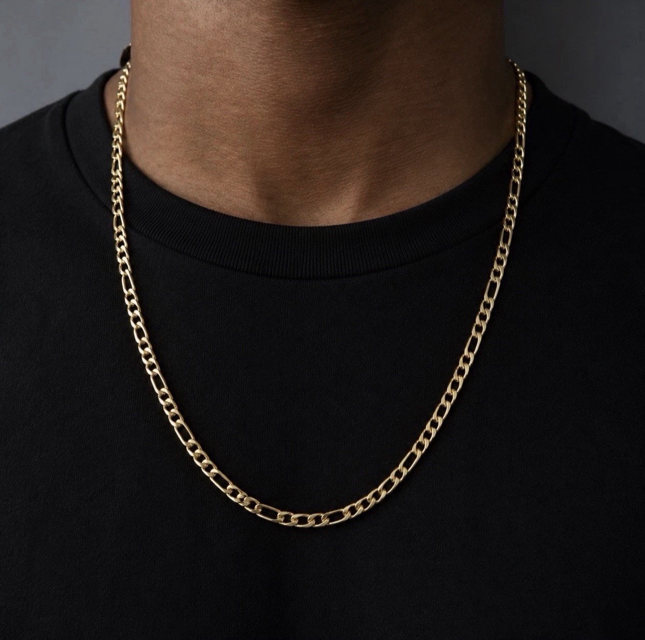 18k Marked Yellow GoldFilled Chain 26Inch 4mm Necklace Figaro Jewelry