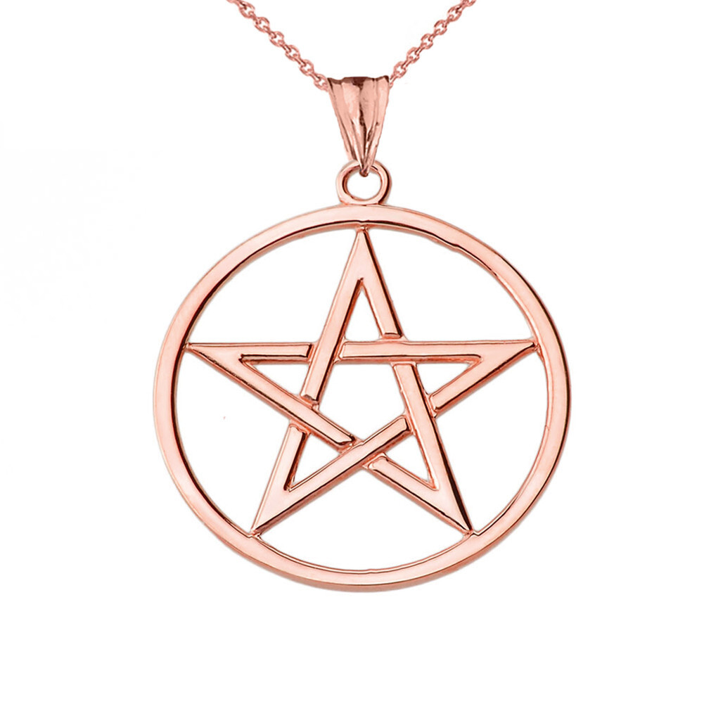 Gold Pentagram Pendant Necklace (Available in Yellow/Rose/White Gold)