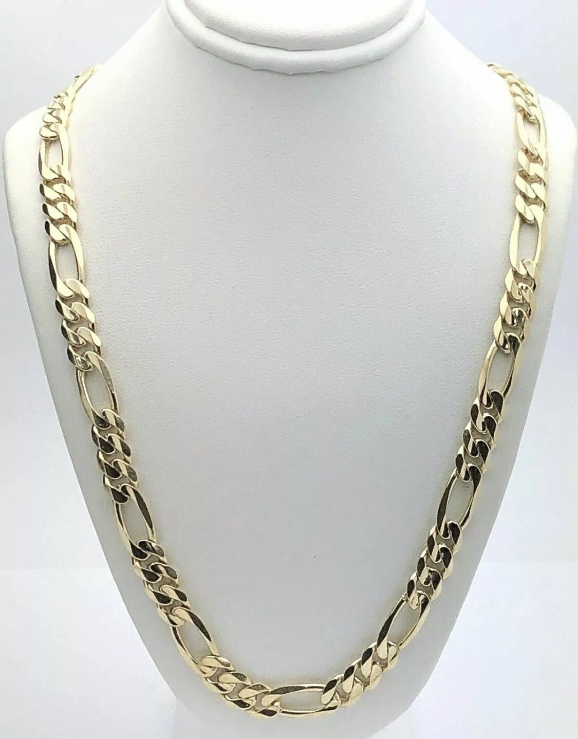 Real 14k Pure Yellow Gold Figaro Necklace Link Chain 26″ Long 8.5mm Width