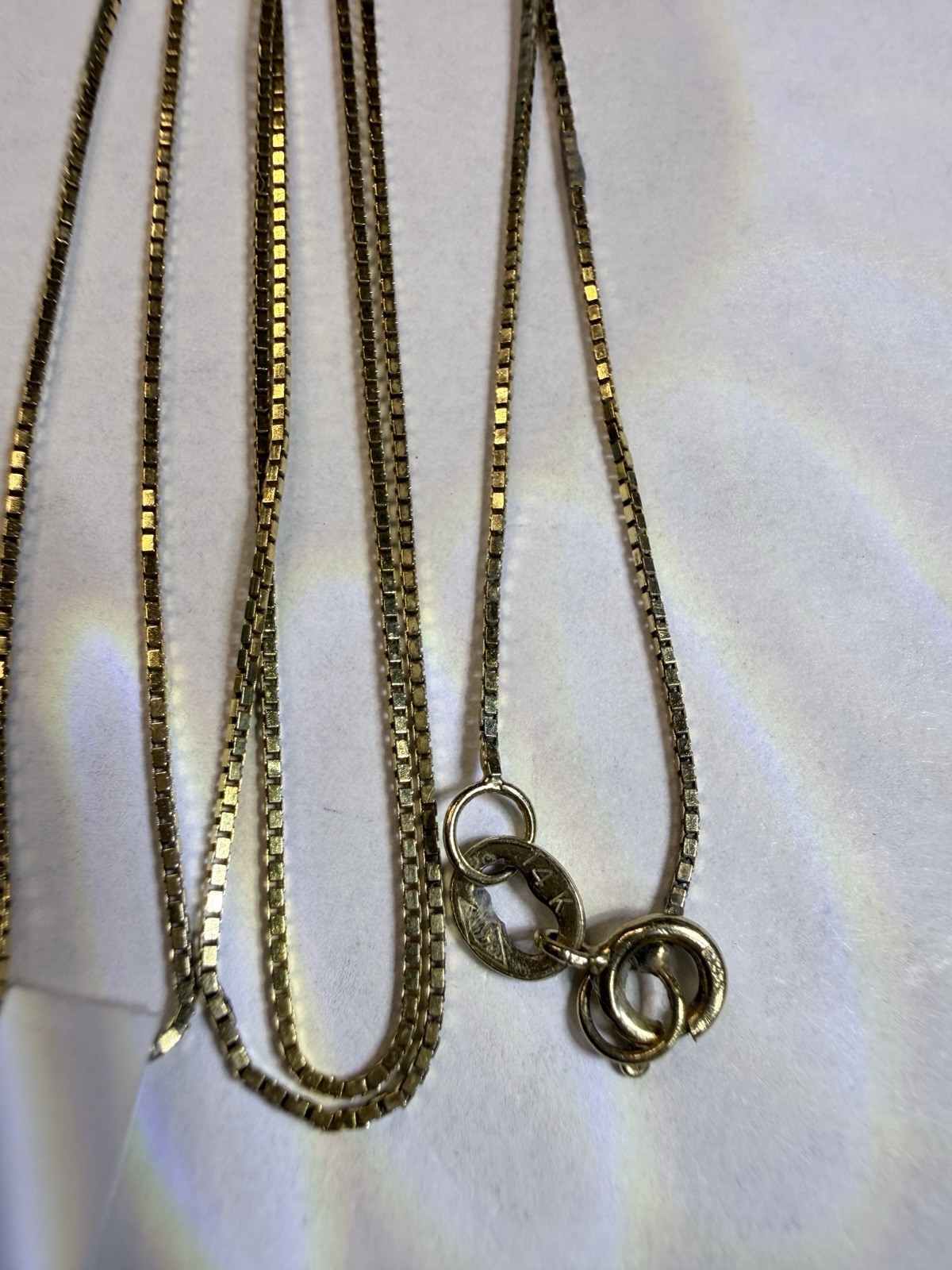14k Gold Chain Necklace 24 Inch Solid Gold BOX Chain Estate Jewelry 1.70g