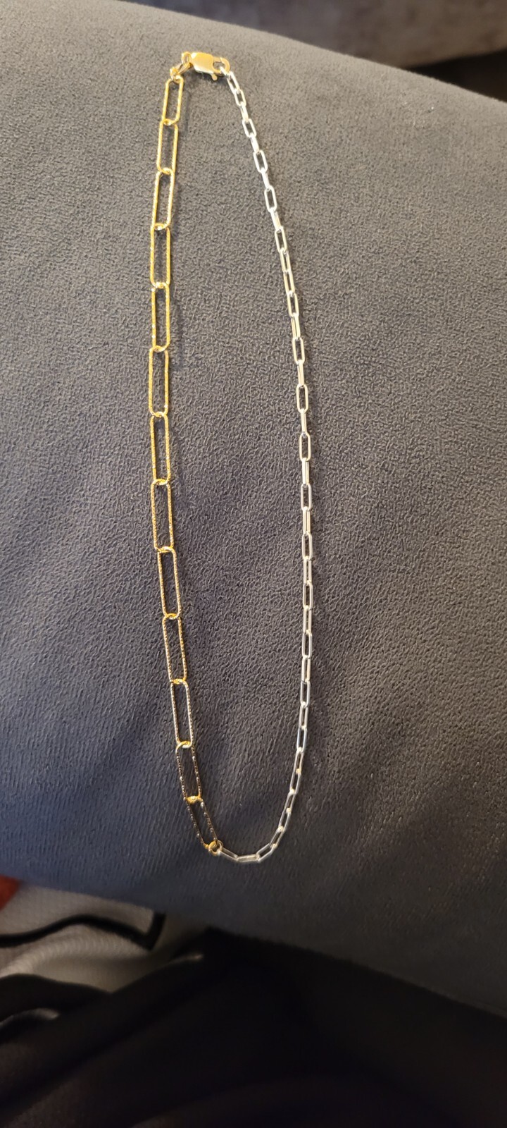 925 silver 2 tone paper clip chain 16 inch . Gold over and silver
