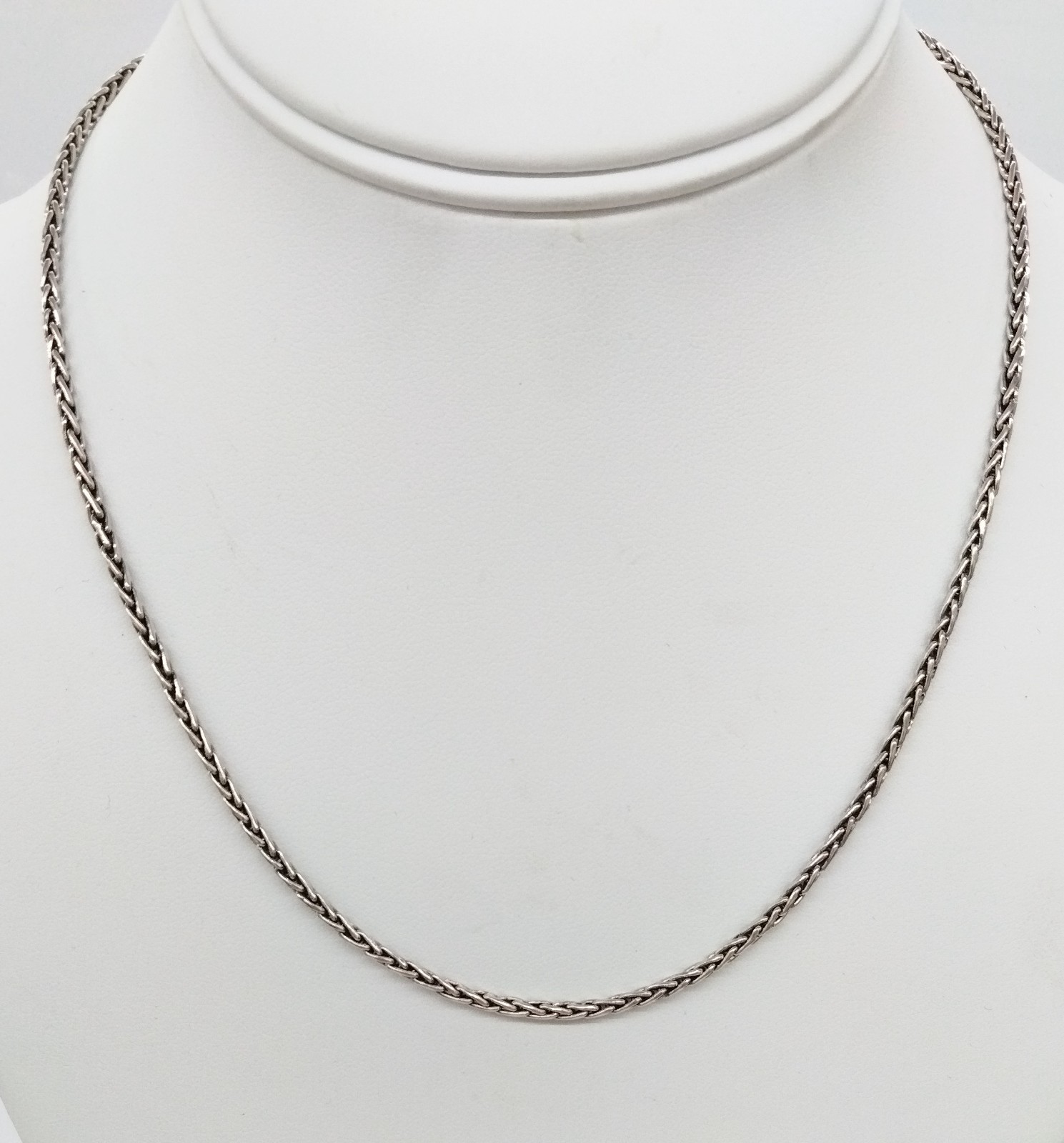 BA Suarti Sterling Silver 2.5mm Foxtail Spiga Wheat Hook Chain Necklace 18″ FZZ
