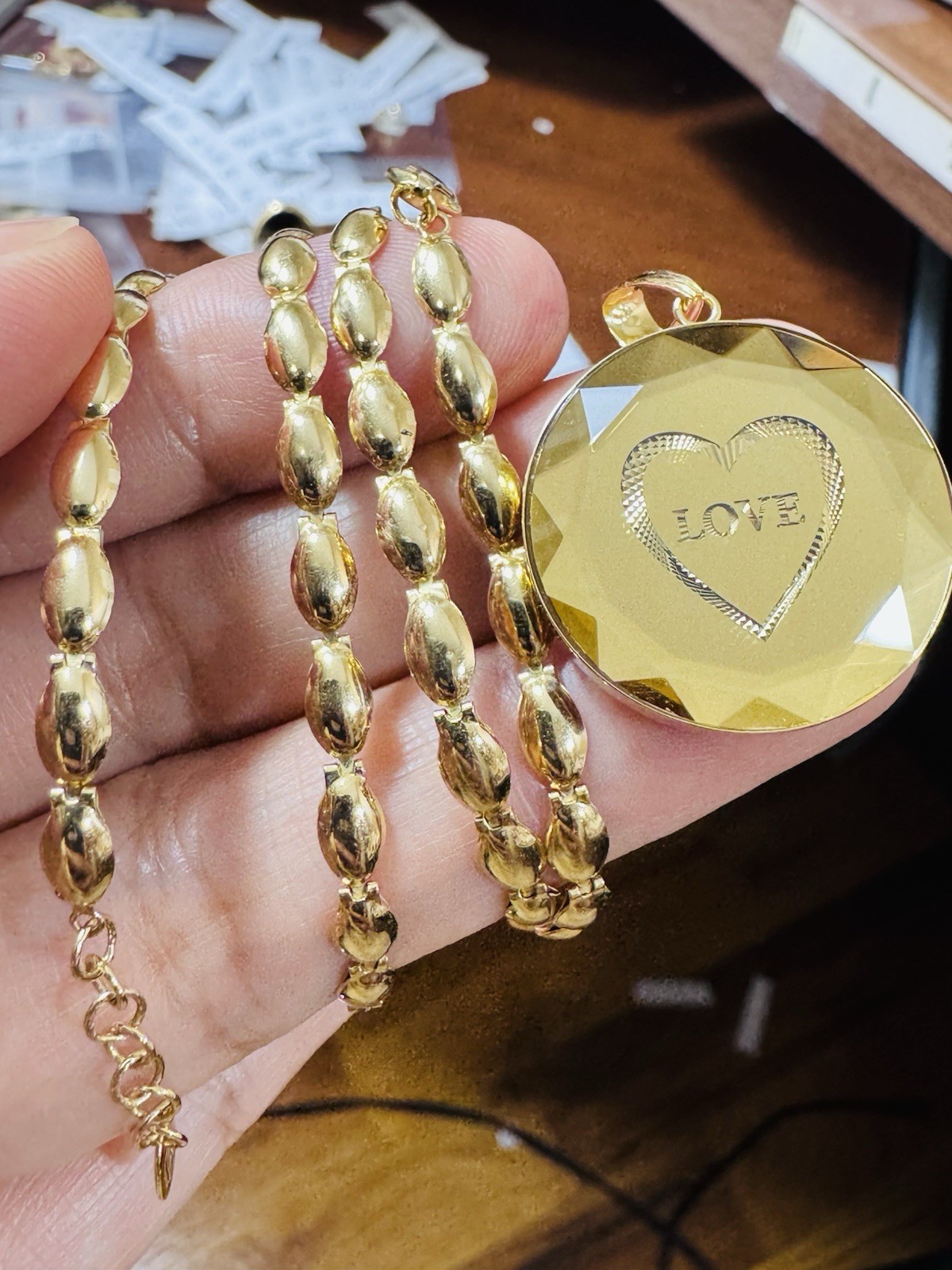 RARE 18K K18 Japan Gold Round Heart Pendant W/ Necklace 17/17.5” Long 14.6g 4mm