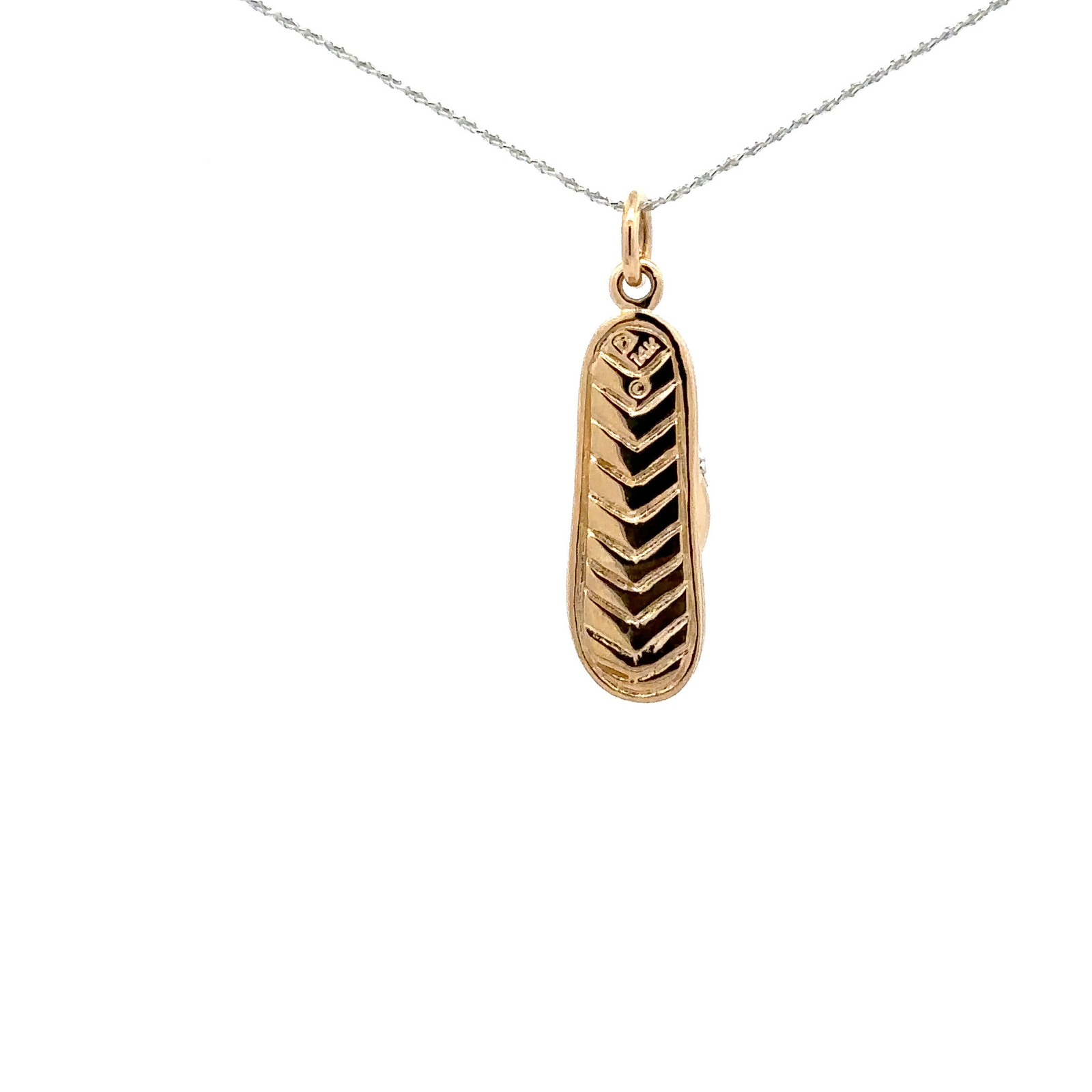 14KT. Yellow Gold Flip Flop With Diamond Strap Pendant (7 x 26 mm)