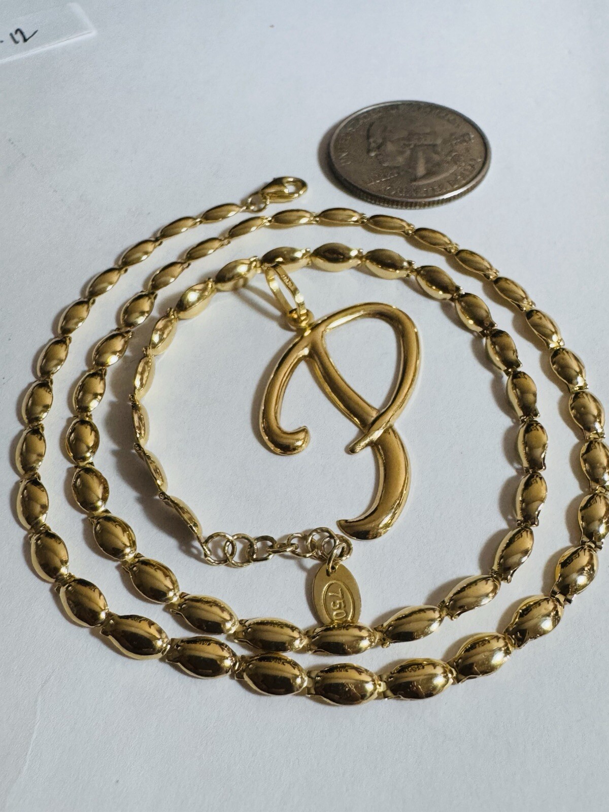18K 750 Genuine Gold Chain Oval Link P Necklace 17”/18” Long 9.5g 3.5mm