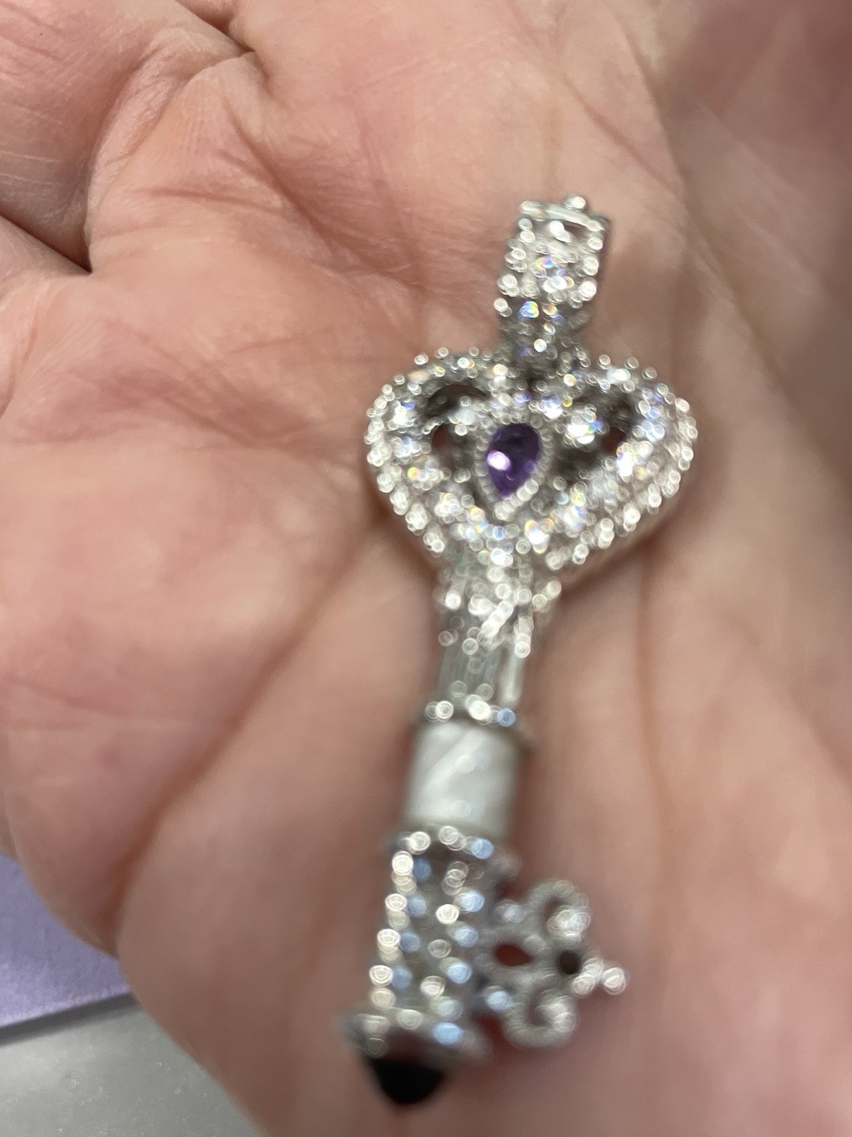 JUDITH RIPKA STERLING SILVER KEY PENDANT ENHANCER -PLEASE LOOK SO BRIGHT CZ’s!!