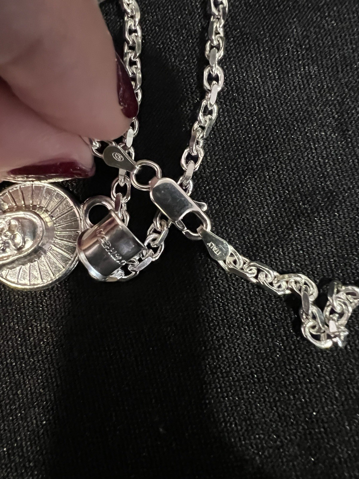 925 Sterling Silver Men Lady Santa Muerte Big Grim Reaper & Forz Chain 22 26 30