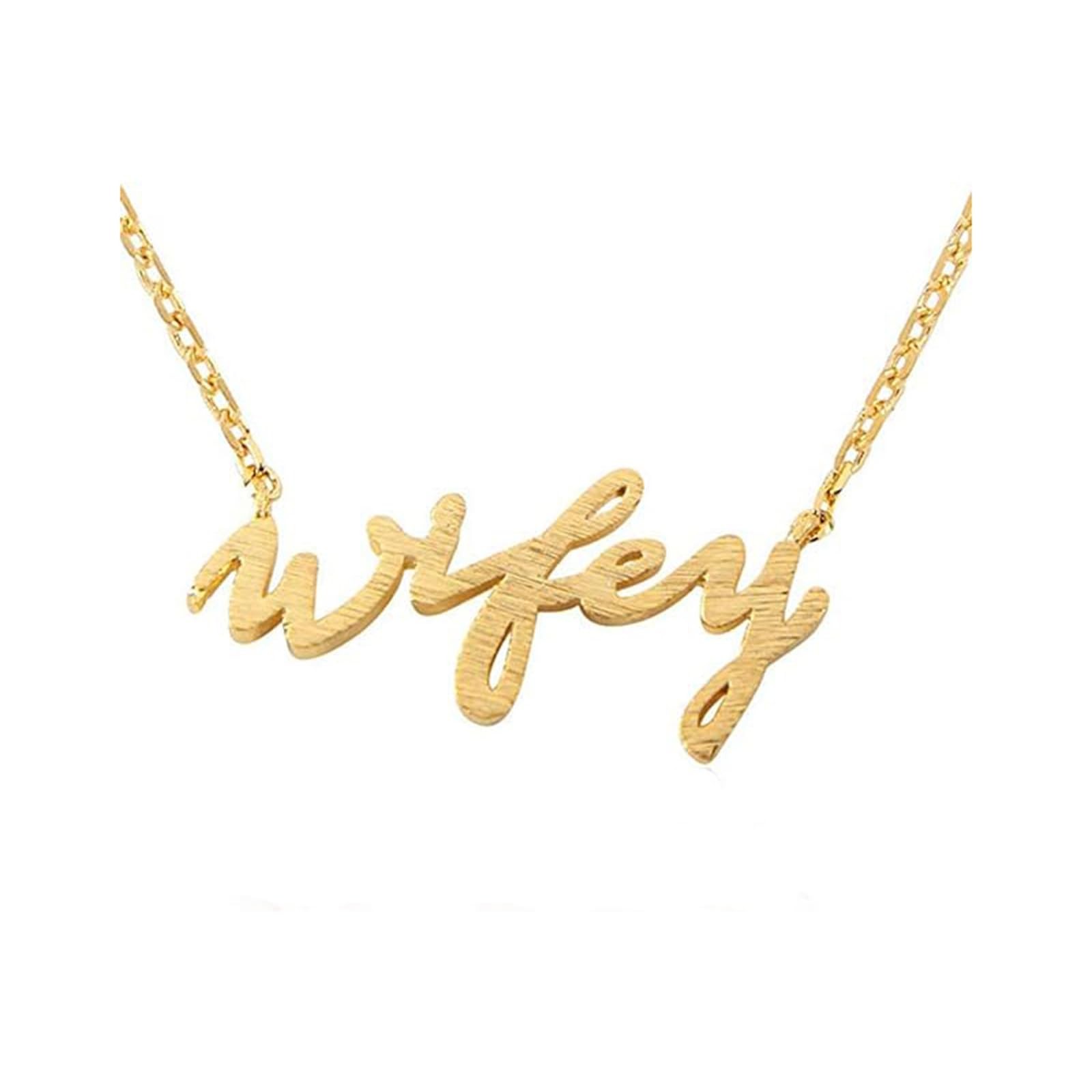 Dainty Wifey Necklace Charm Simple Pendant Choker With ‘Wifey’ Letter Chain for