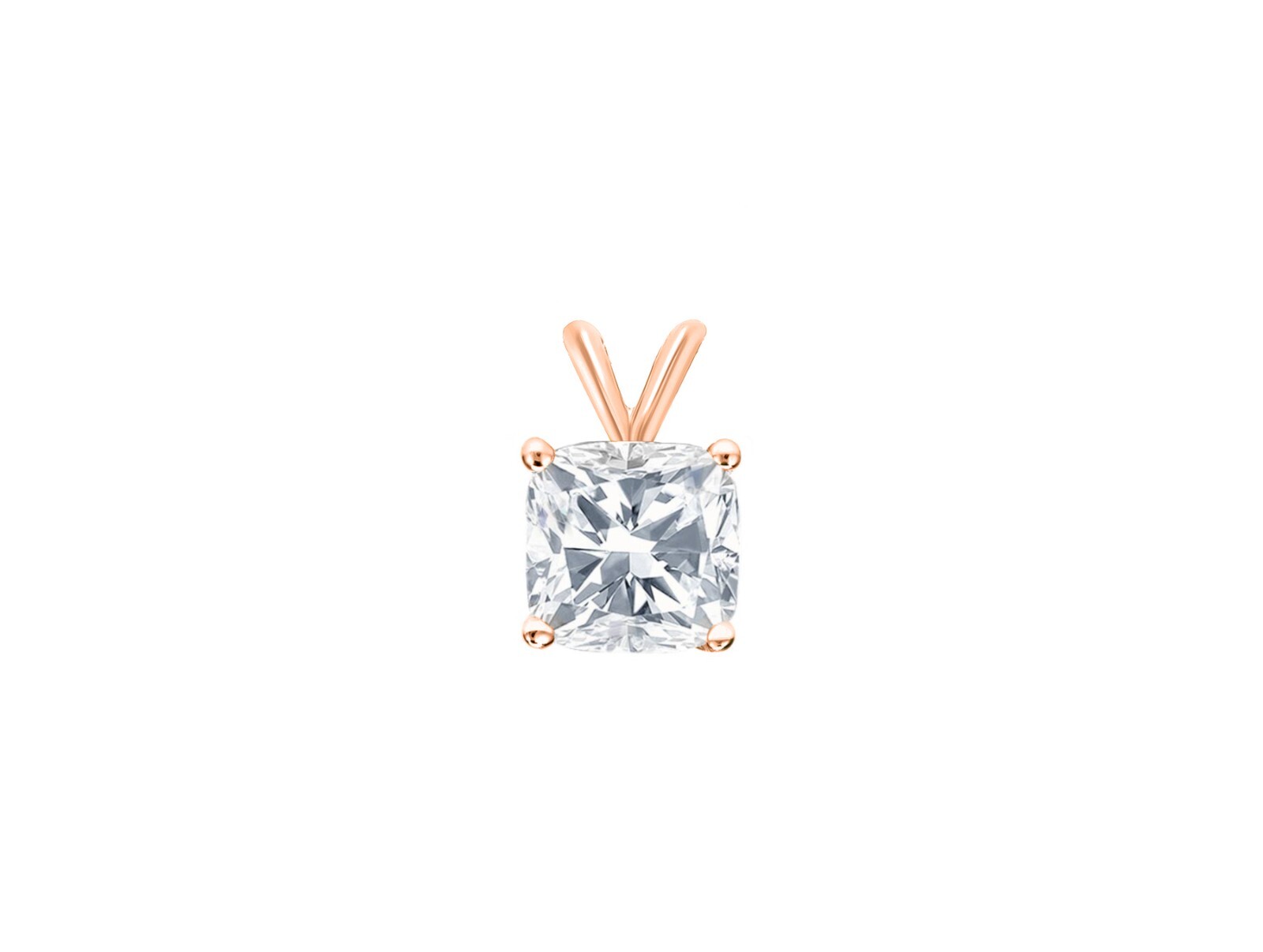 3 Ct Cushion Lab Created Diamond 14K Rose Gold Solitaire Pendant Necklace 16″