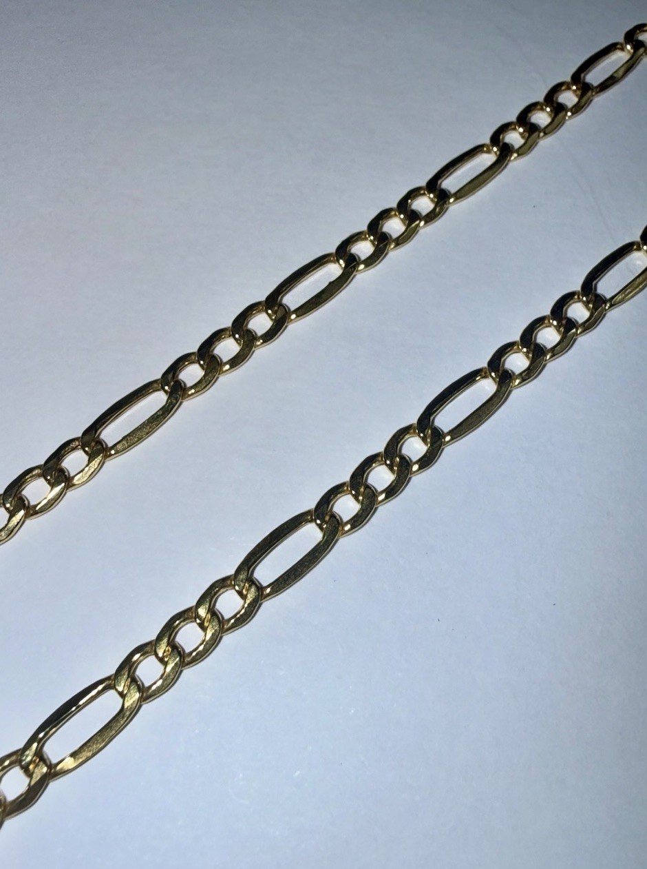ESTATE Solid 10K Gold 3.8mm Figaro Semi-Hollow Chain Necklace 22”