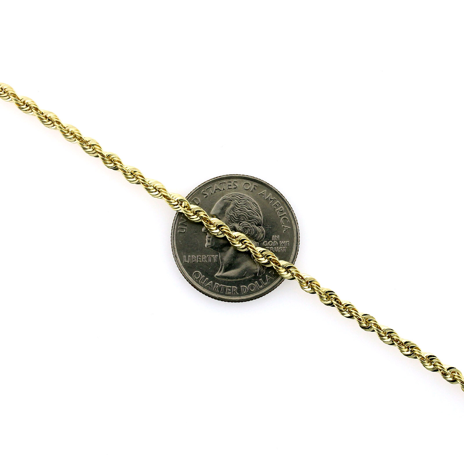 Real 10K Yellow Gold Rope Chain Pendant Necklace 2mm, 2.5mm, 3mm 16″- 30″
