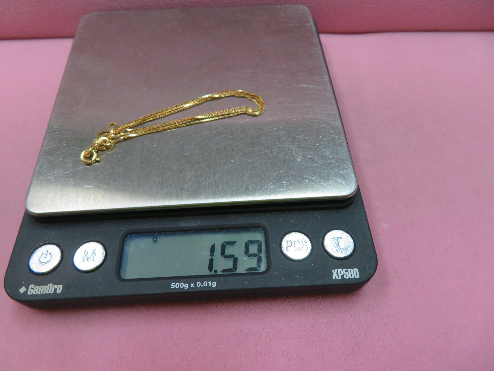 20.25″ Vtg 14K Solid Y. Gold Box Chain Necklace 1.59 G w/Spring Clasp