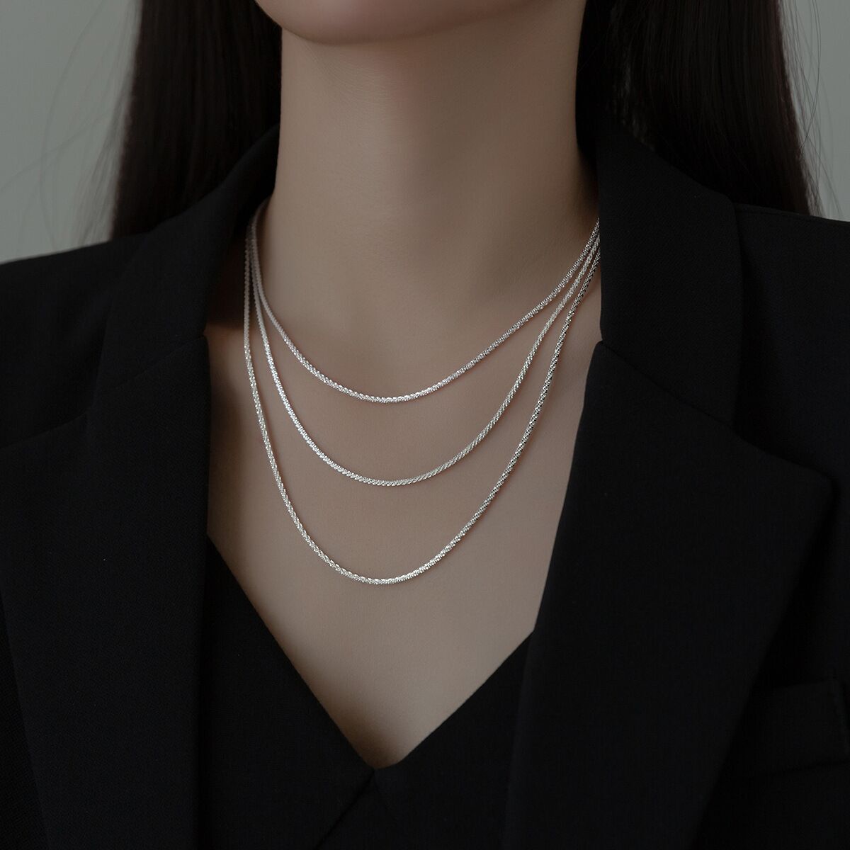 2mm Wide Woman REAL s925 Sterling Silver Starry Chain Necklace 16-28”