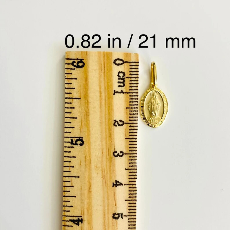 14K SOLID GOLD MIRACULOUS VIRGIN MARY MEDAL, 14K GOLD MIRACULOUS PENDANT- PT276