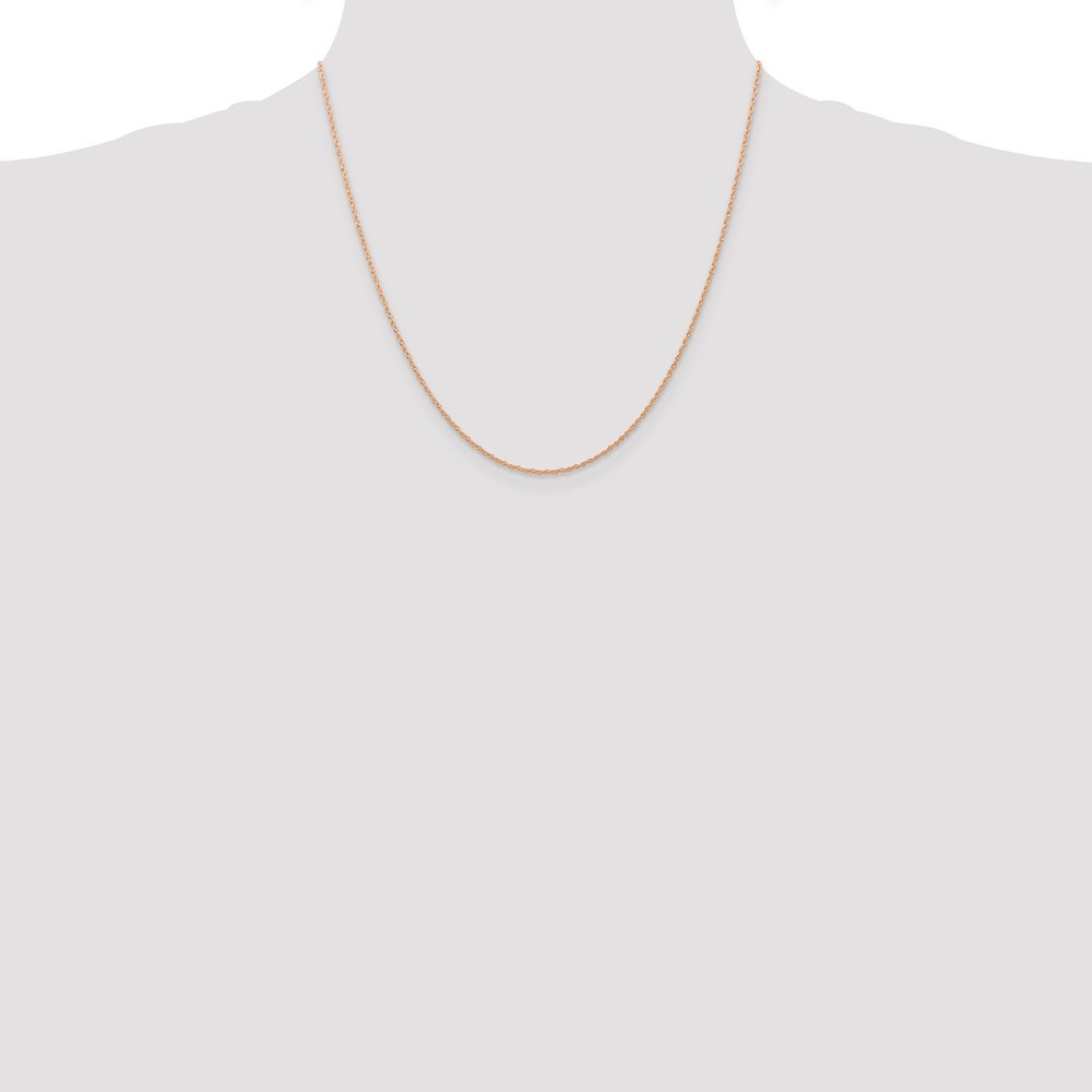 10k Rose Gold .7 mm Carded Cable Rope Chain Necklace 20 In, 0.78g