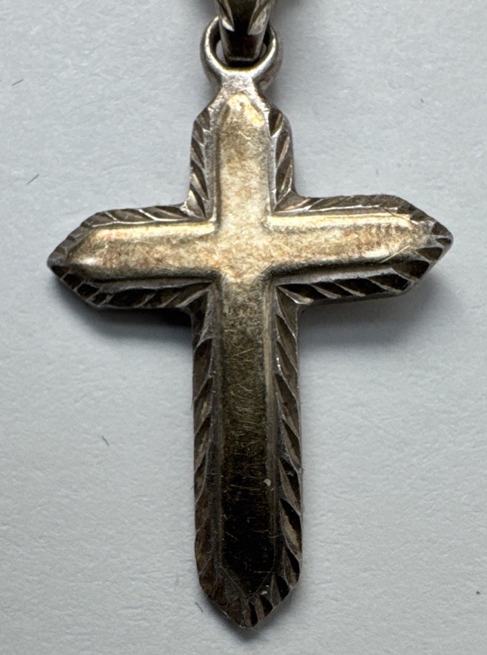 925 Sterling/ 14k Gold Cross Pendant Thailand on 20” 925 Sterling Italy Chain SU