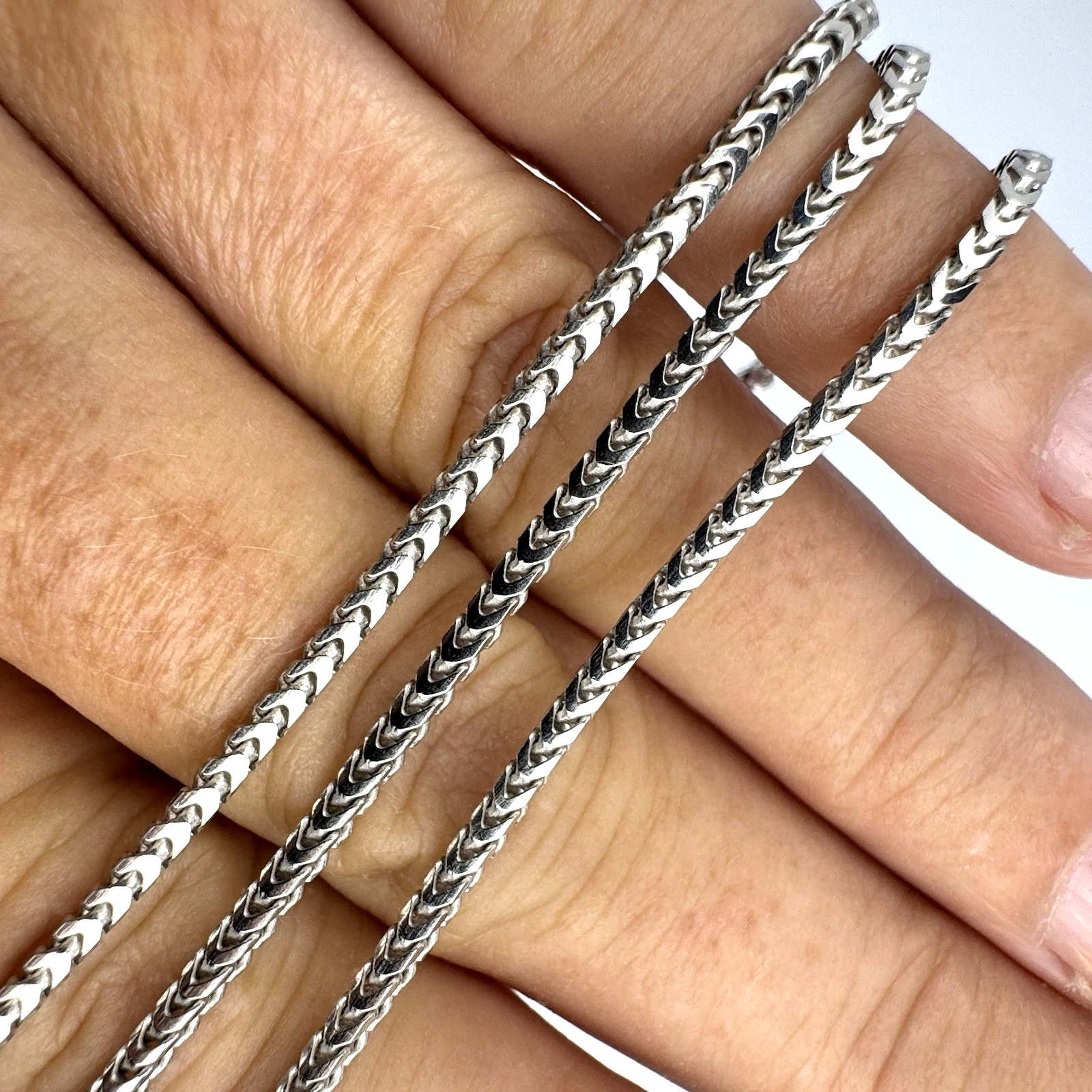 Vintage Italy Sterling Silver 925 Oxidized Spiga Wheat Chain Necklace 21.5″