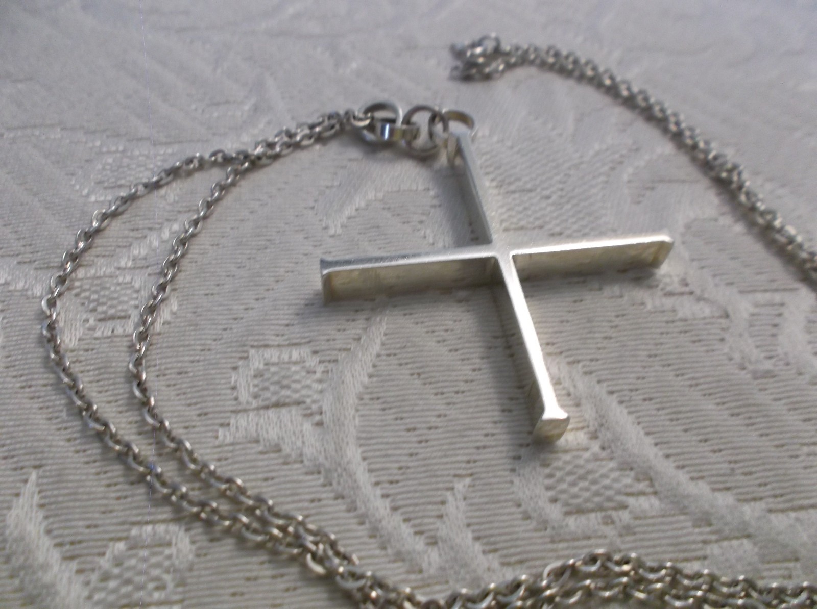 Sterling Modern Cross Pendant w/Chain Hallmarked from Finland