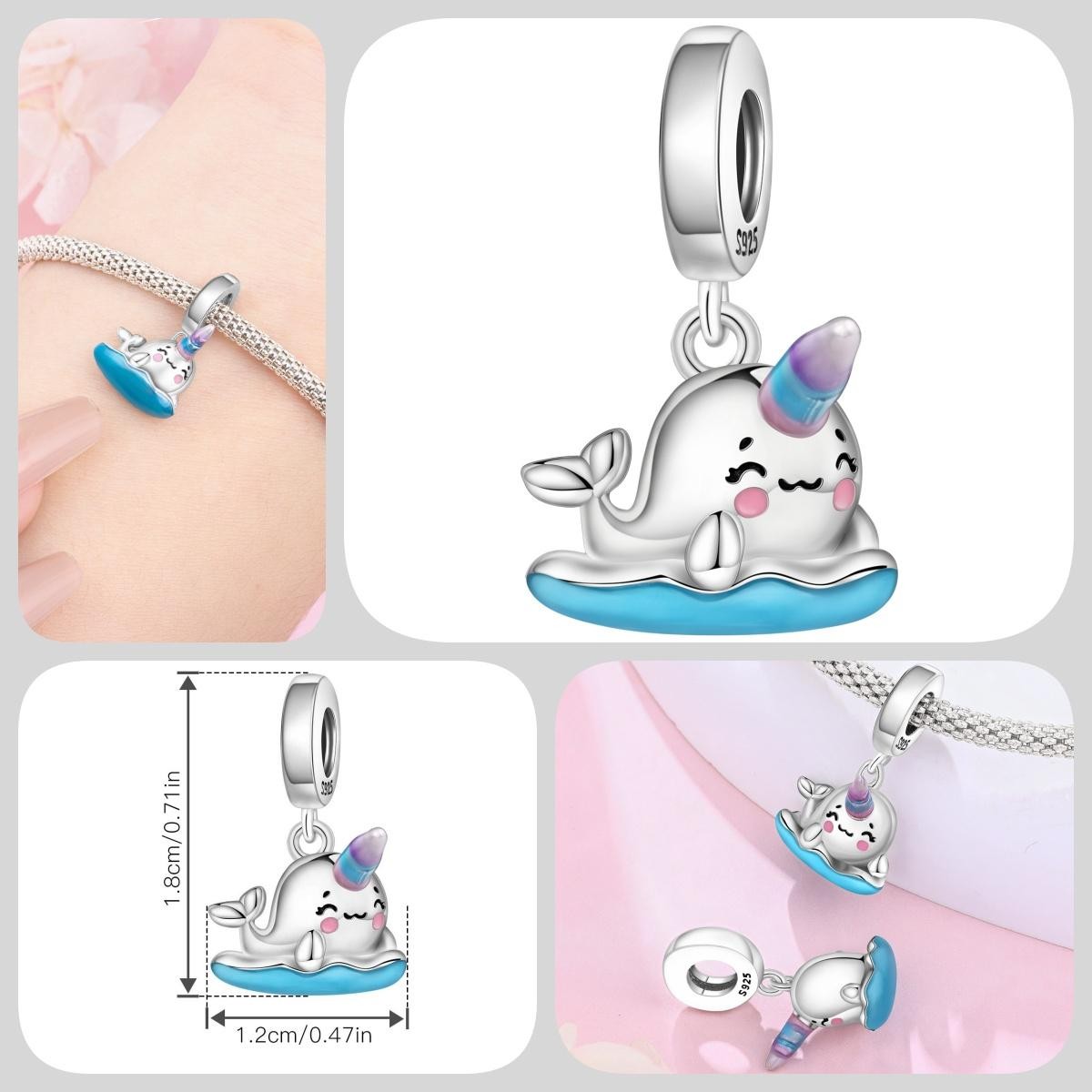Blue Charm 925 Sterling Silver Ocean Pearls Betta Fish Pendant Birthday Party Gi