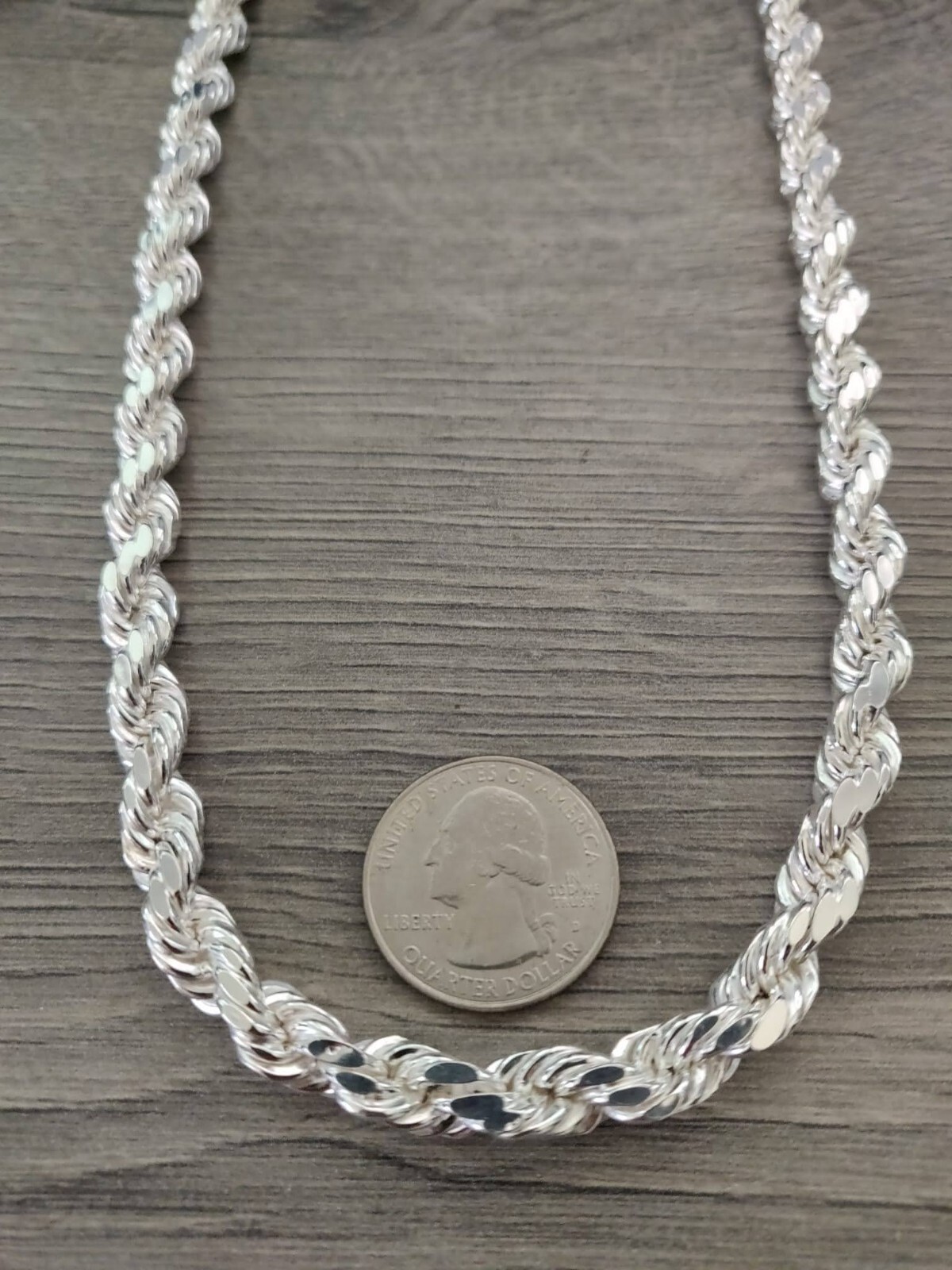 Sterling Silver rope chain hollow / torsal de plata 925 62.2 g 7.6mm 26″ larga