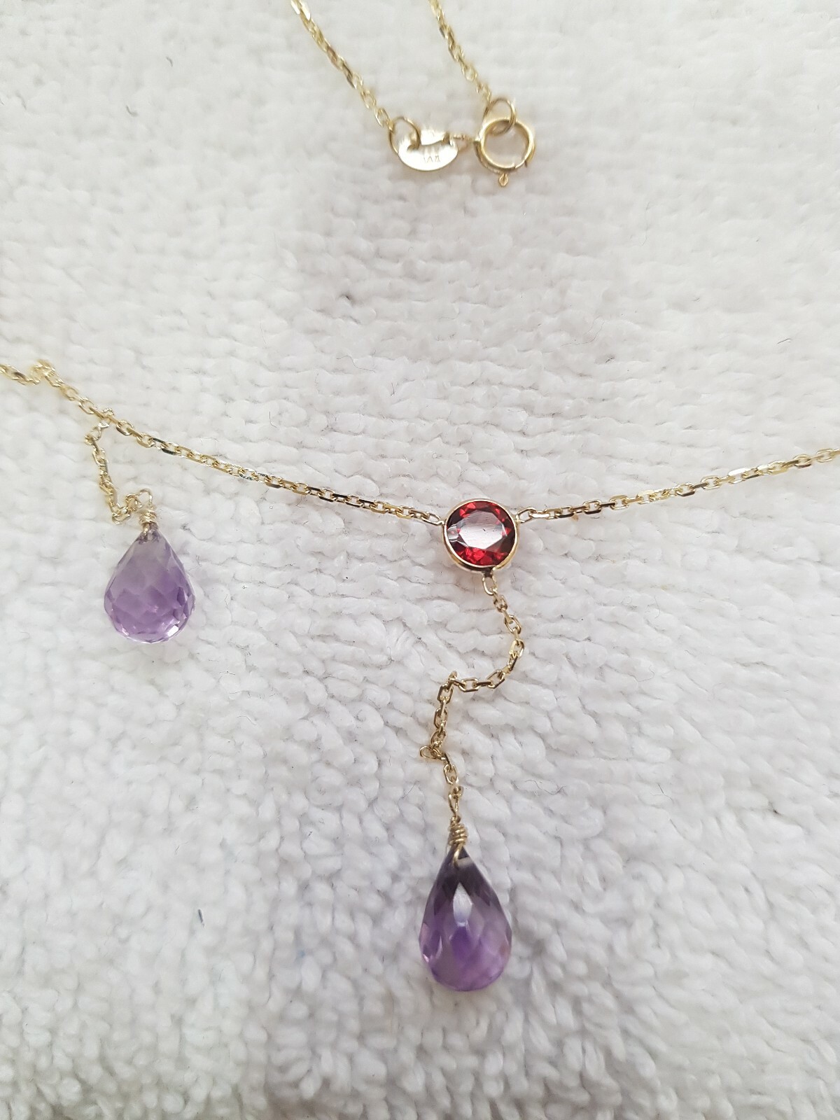 14k Yellow Gold Necklace With Multycolor Stones